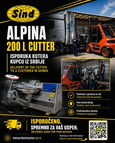 Delivery of an Alpina 200 L Industrial Bowl Cutter in Serbia.